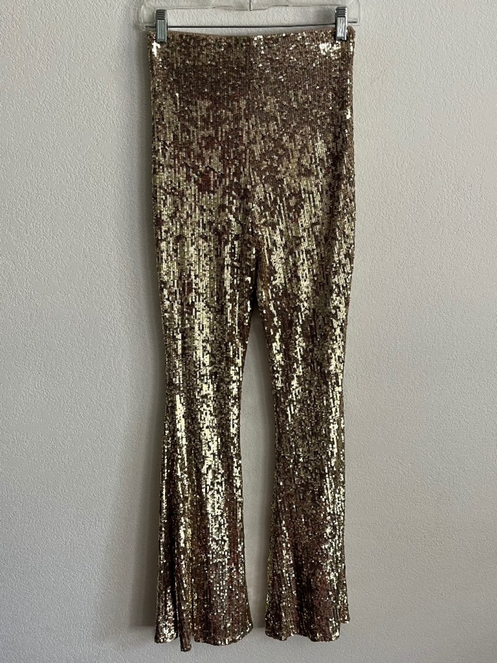 Show Me Your MuMu Gold Sequin Flare Leg High Waisted Mercury Pants - Picture 4 of 5